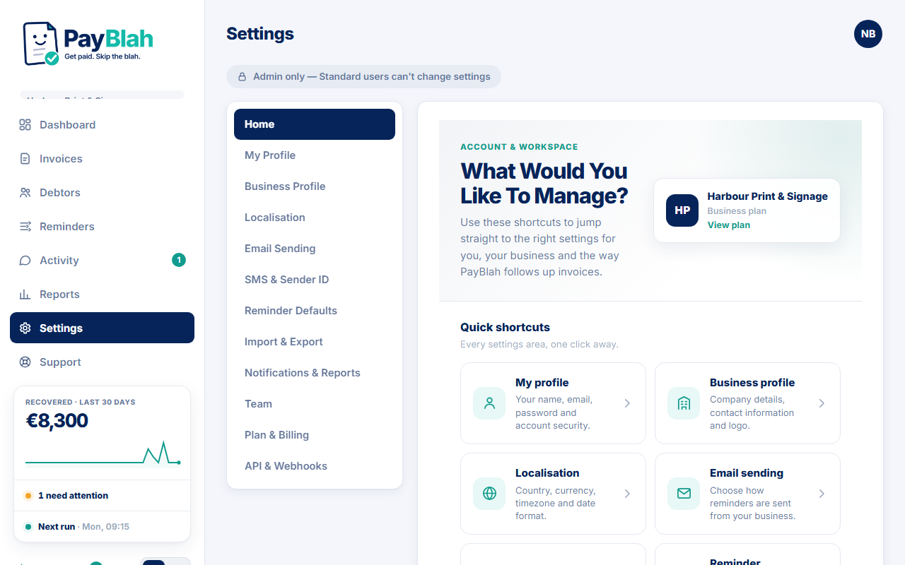 My Profile security section with two-factor Manage link